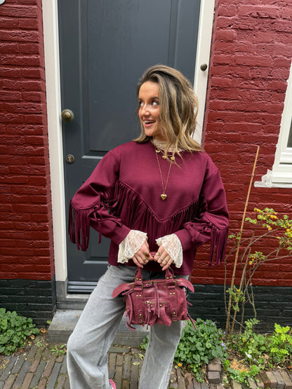 Romy sweater franjes bordeaux