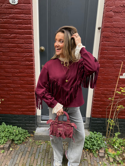 Romy sweater franjes bordeaux