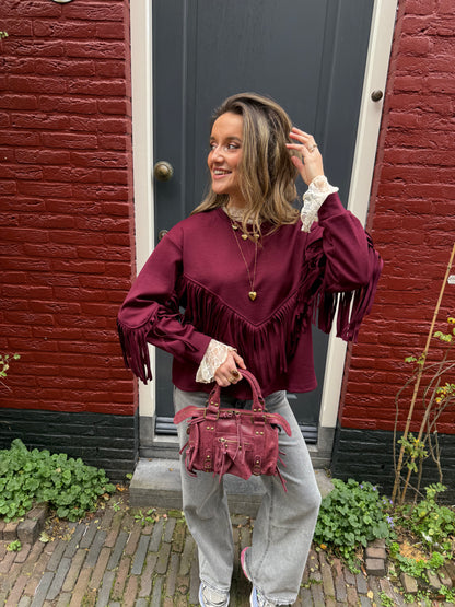 Romy sweater franjes bordeaux