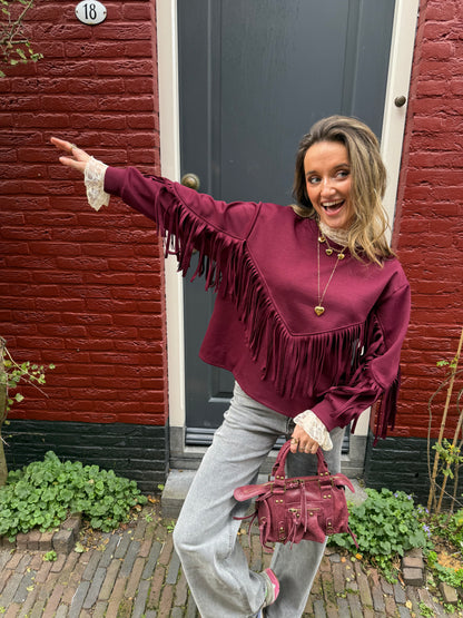 Romy sweater franjes bordeaux