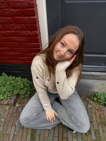 Lily hearts cardigan beige/purple