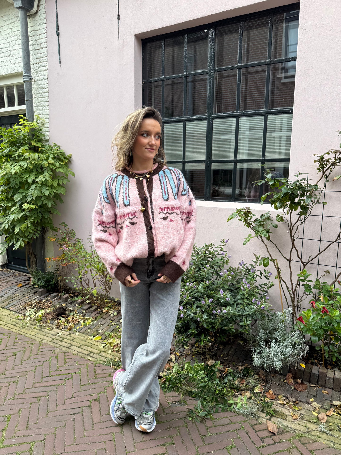 Sadie cardigan pink/brown