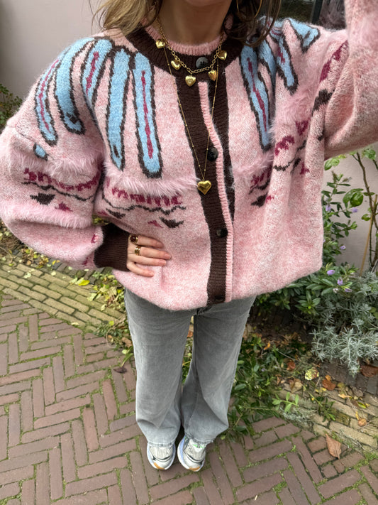 Sadie cardigan pink/brown