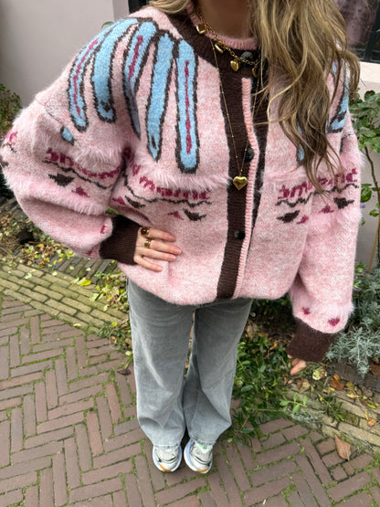 Sadie cardigan pink/brown