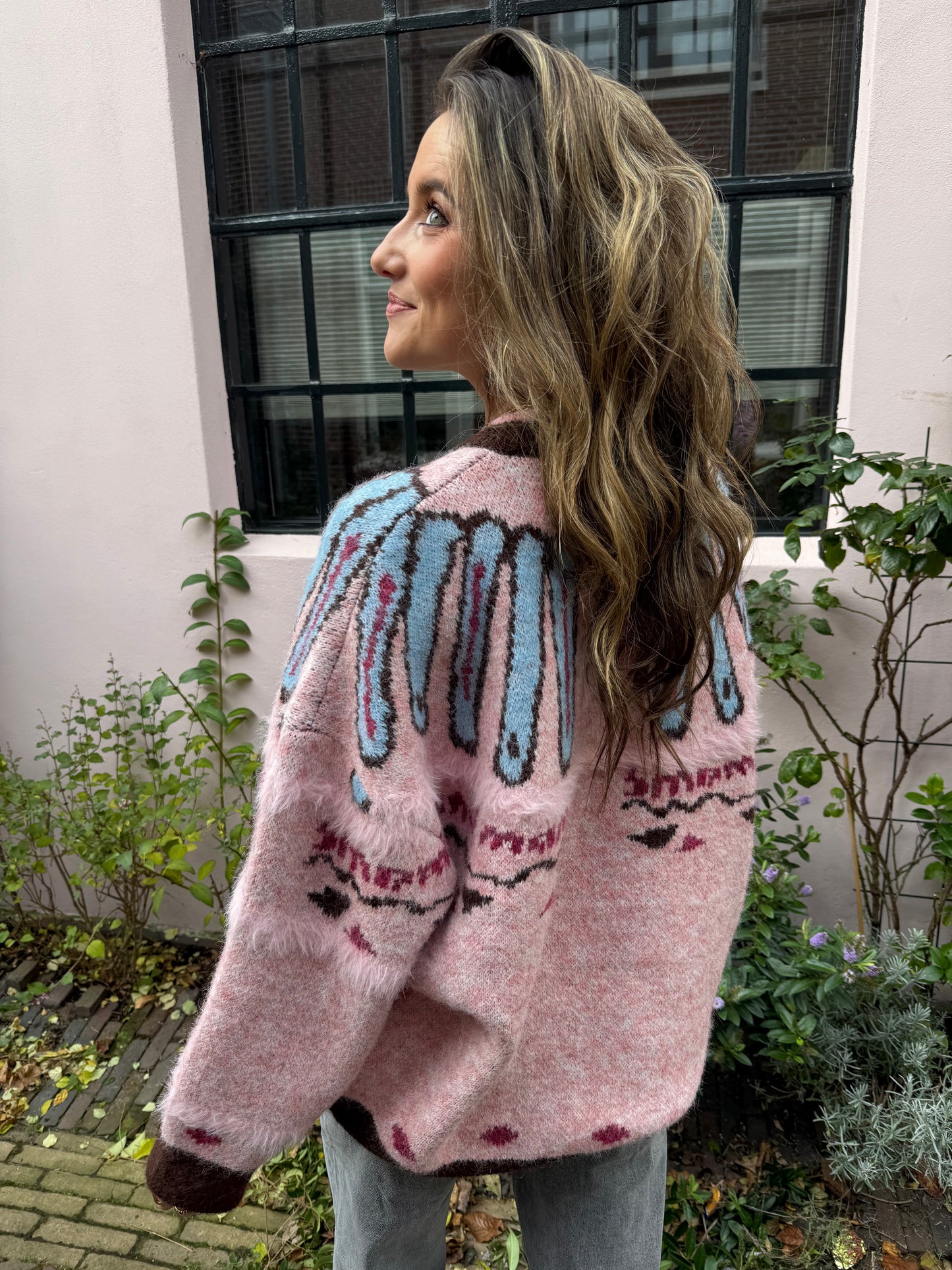 Sadie cardigan pink/brown