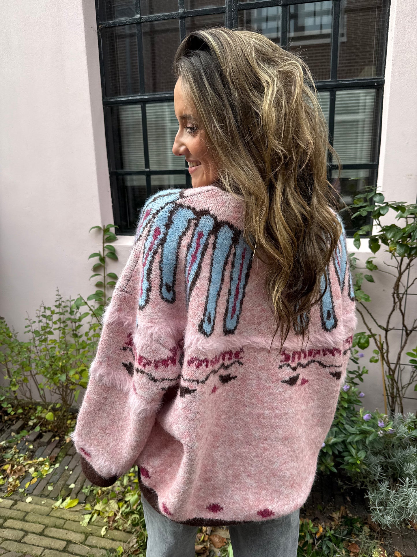 Sadie cardigan pink/brown