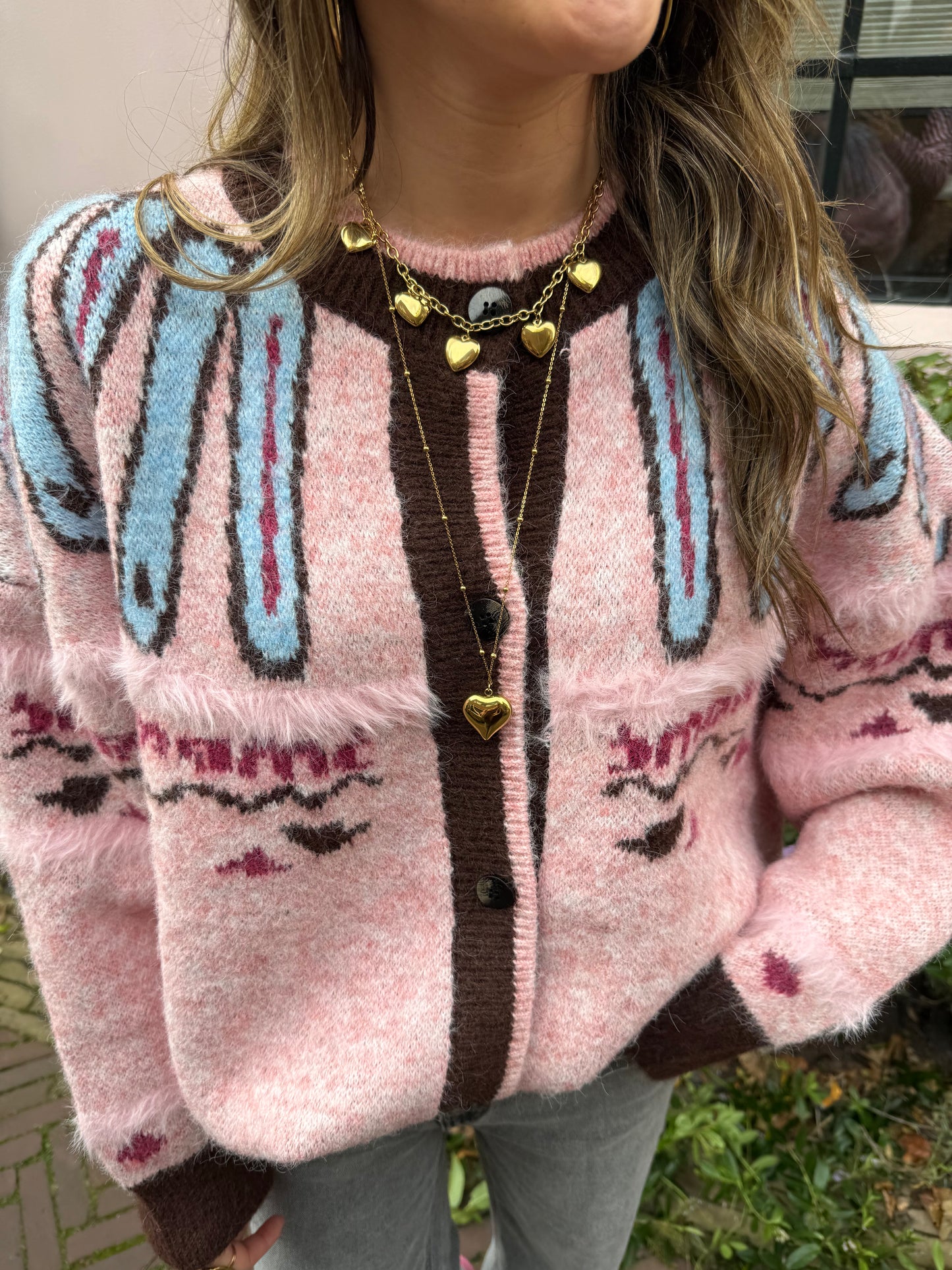 Sadie cardigan pink/brown