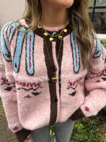 Sadie cardigan pink/brown