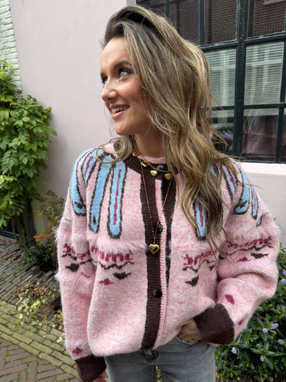Sadie cardigan pink/brown