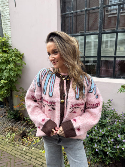 Sadie cardigan pink/brown