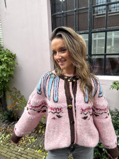Sadie cardigan pink/brown