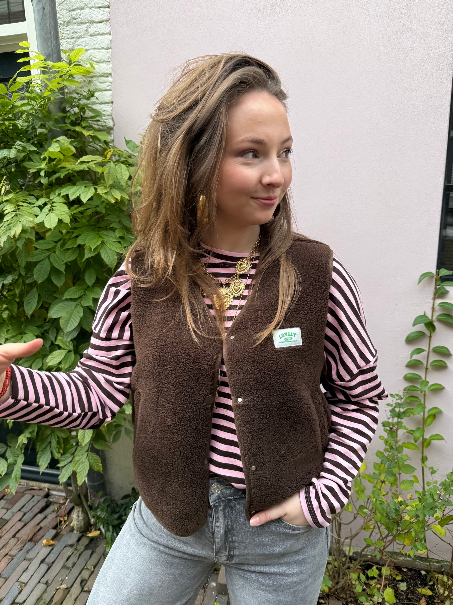 Roos longsleeve brown/pink