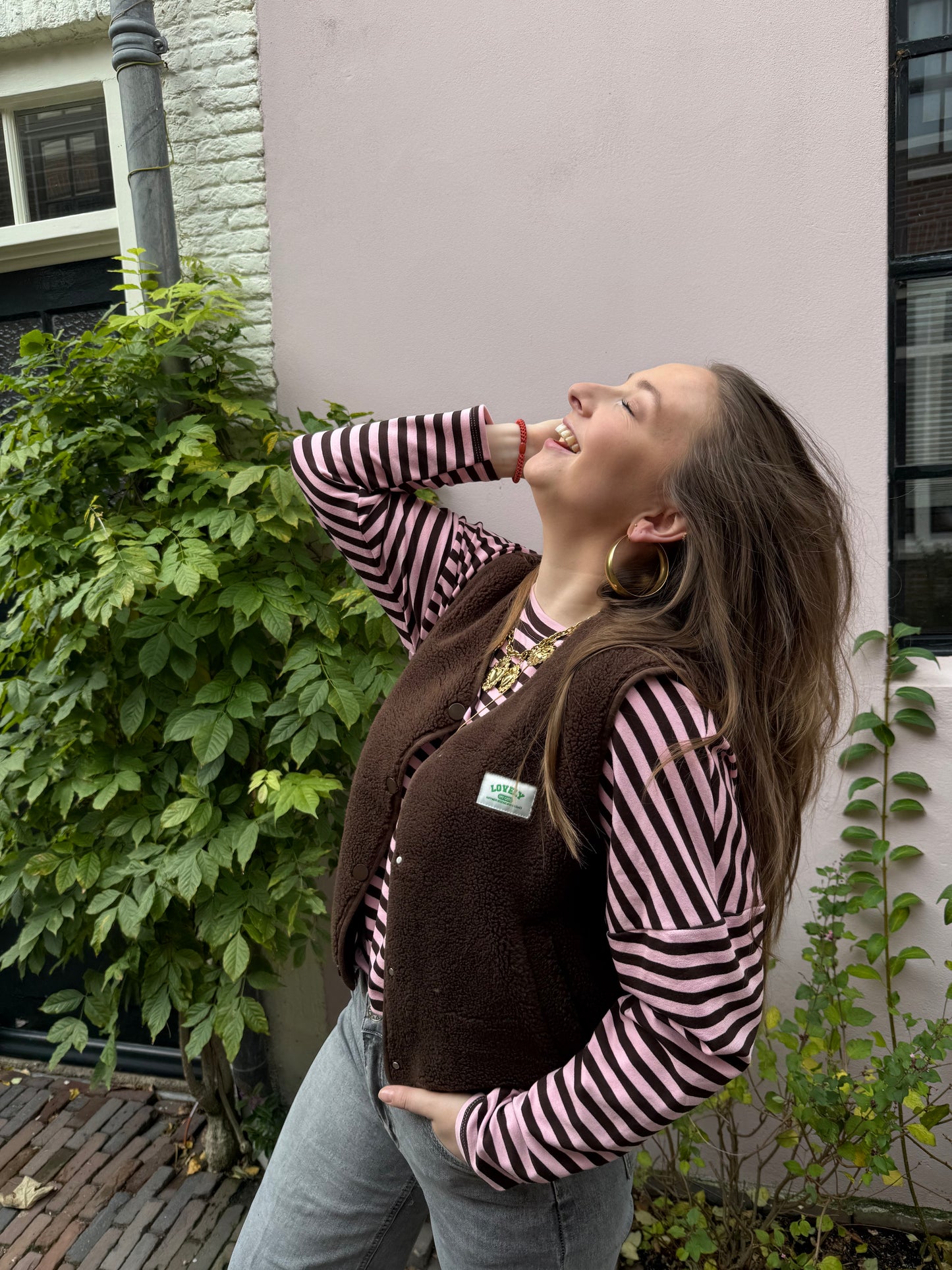 Roos longsleeve brown/pink