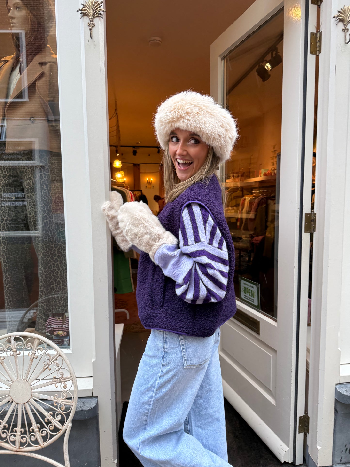 Vera teddy gilet paars