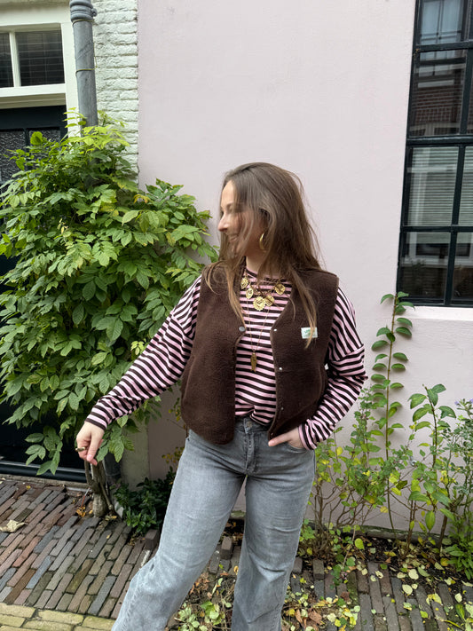 Roos longsleeve brown/pink