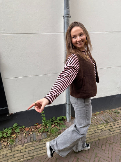 Roos longsleeve brown/pink