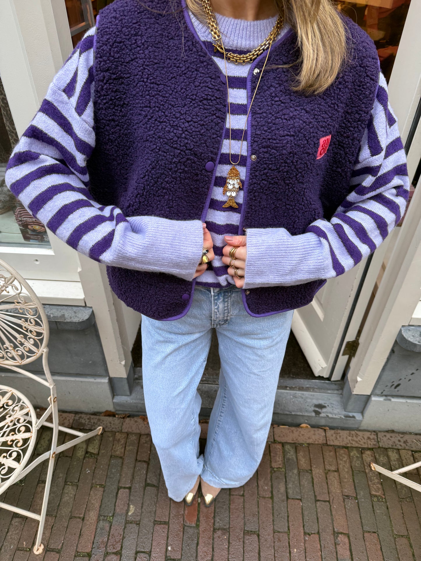 Vera teddy gilet paars