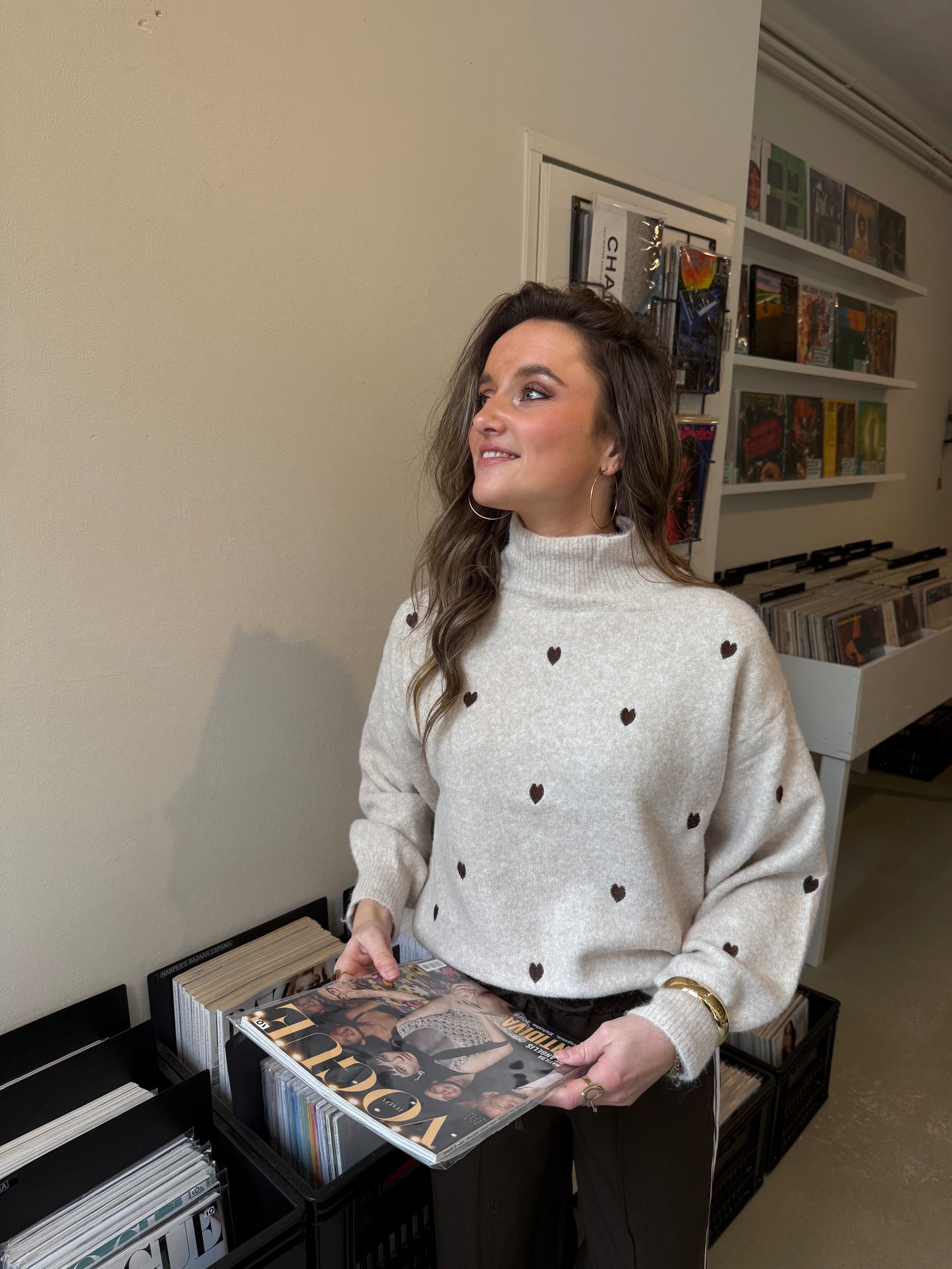 Vivi trui hartjes beige/bruin