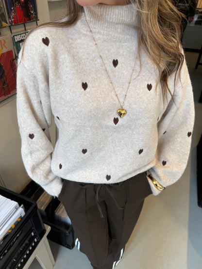 Vivi trui hartjes beige/bruin