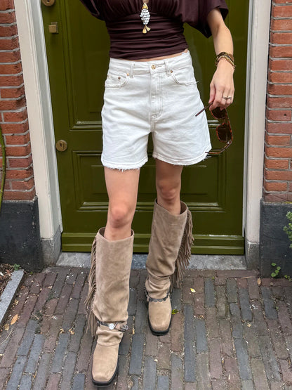 Micky denim shorts white