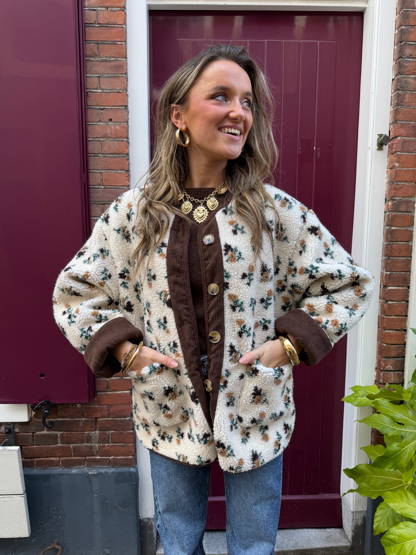 Ivy teddy jacket flowers