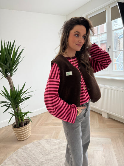 Demi longsleeve pink/burgundy striped