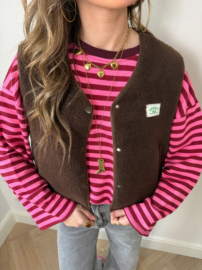 Demi longsleeve pink/burgundy striped