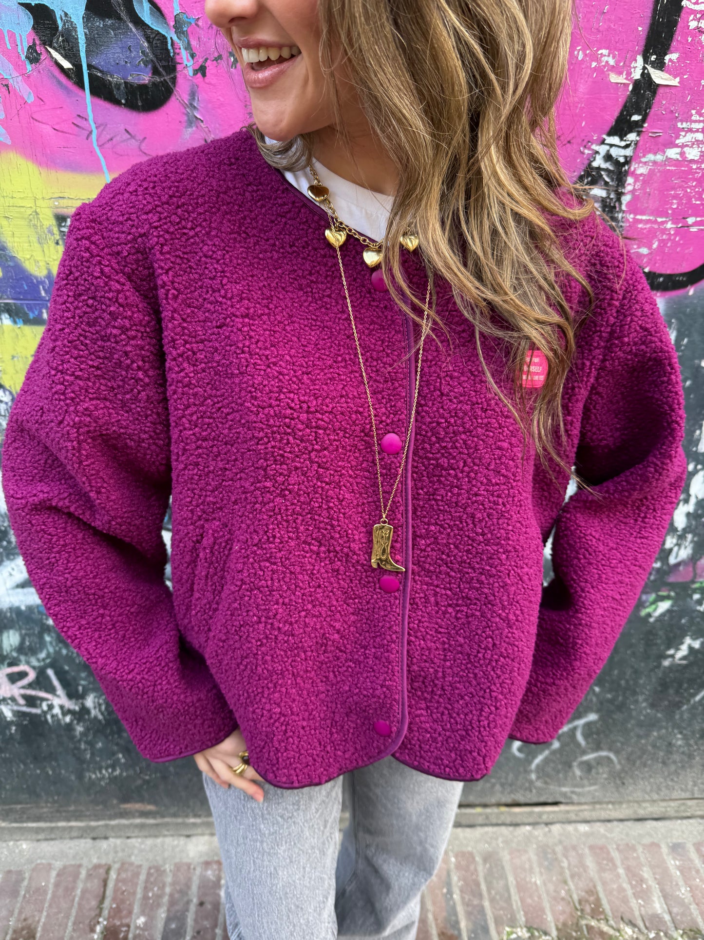 Isa teddy jacket burgundy