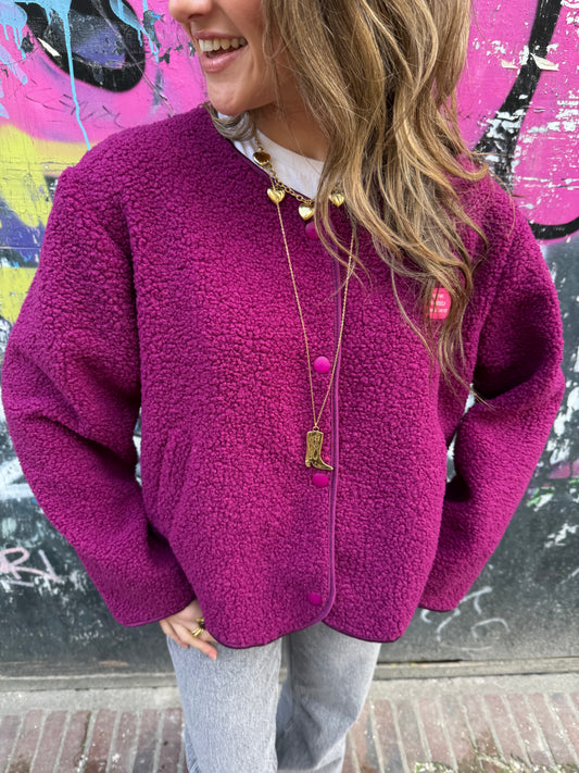 Isa teddy jacket burgundy
