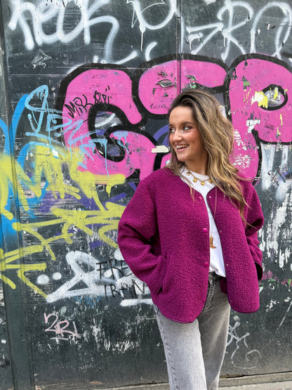Isa teddy jacket burgundy