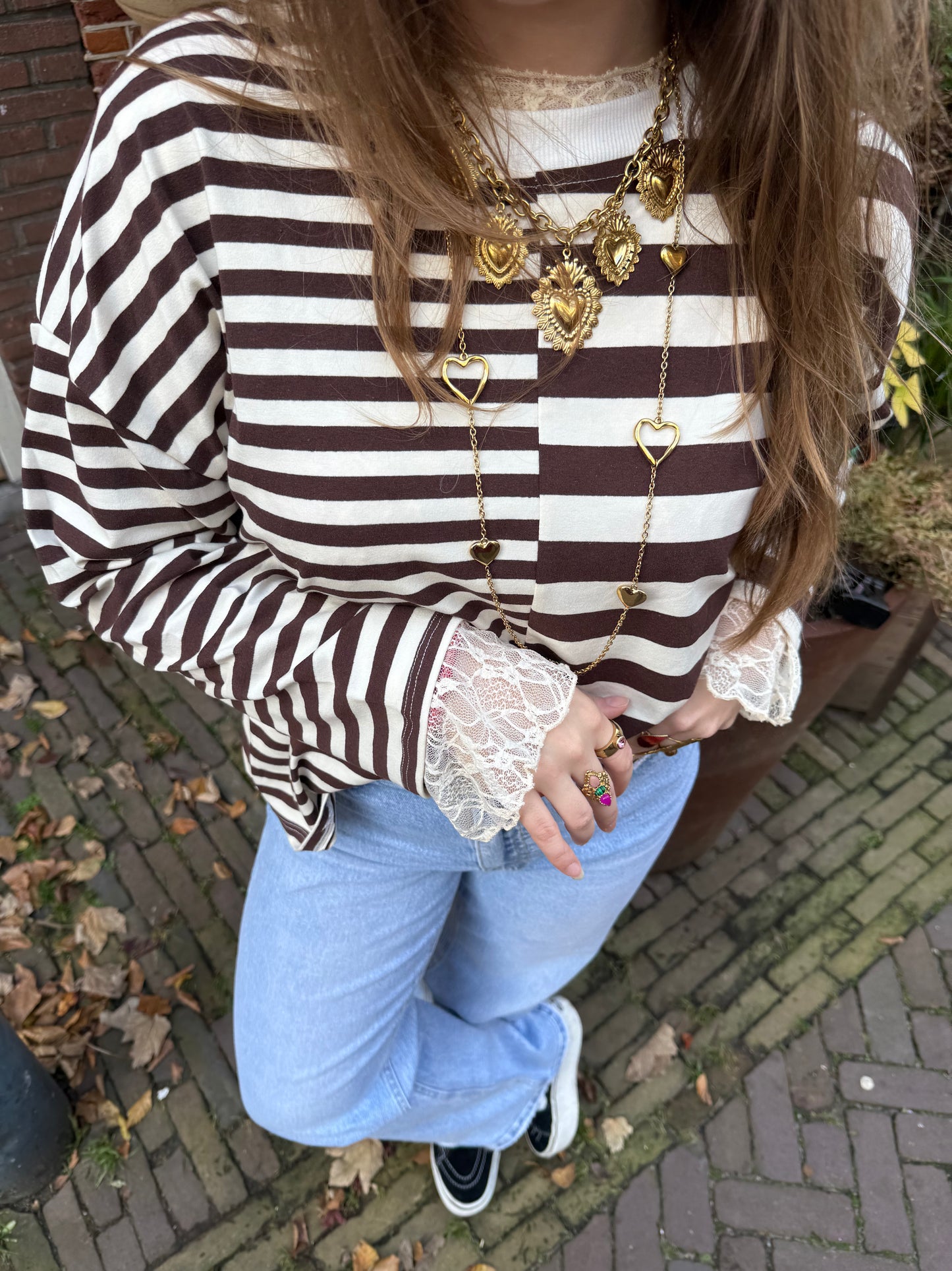 Liv longsleeve brown/white striped