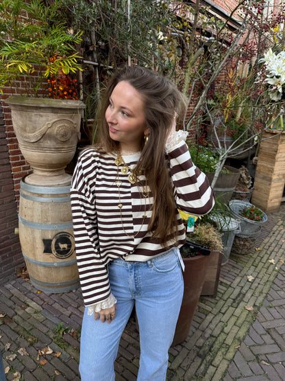 Liv longsleeve brown/white striped