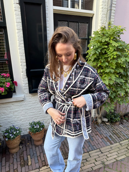 Sienna jasje geruit navy