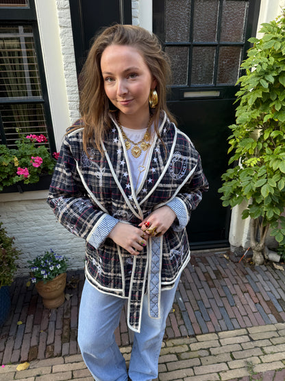 Sienna jasje geruit navy