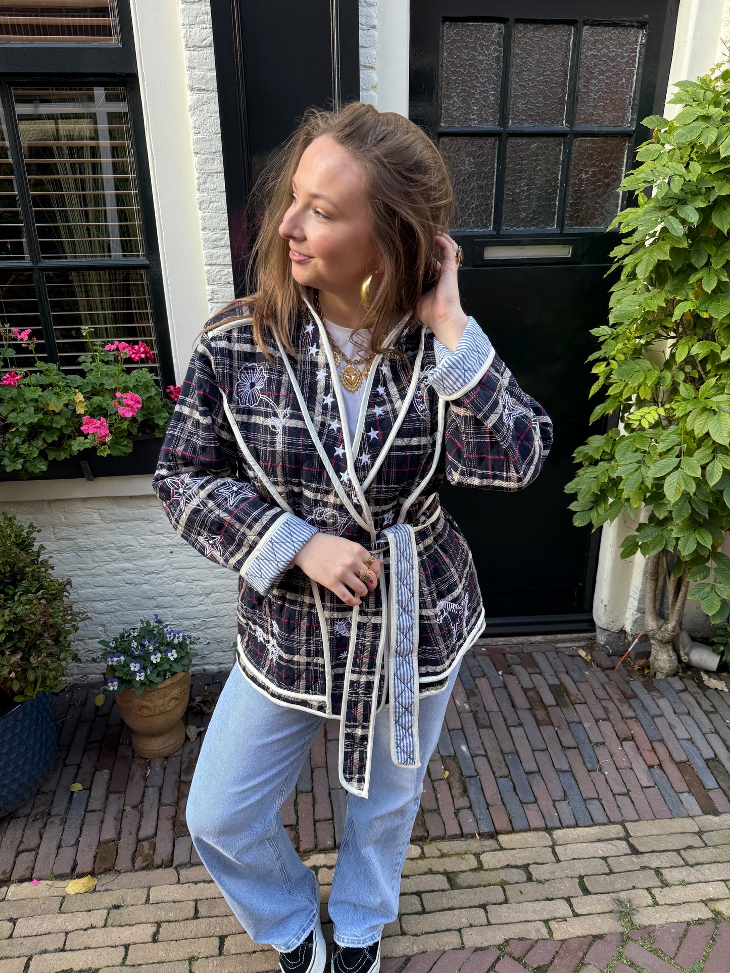 Sienna jasje geruit navy