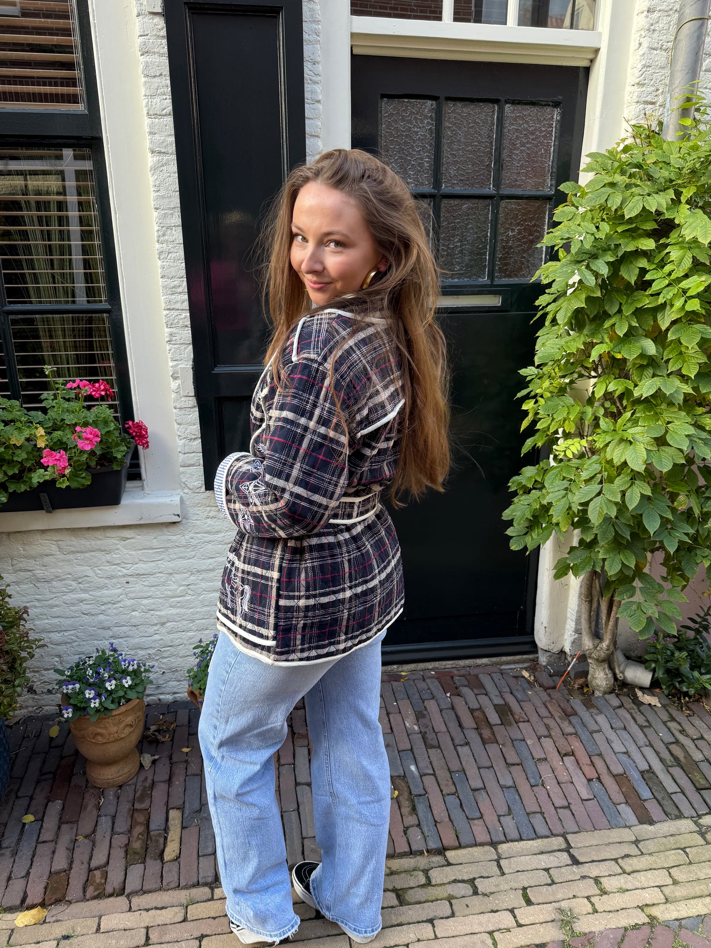 Sienna jasje geruit navy