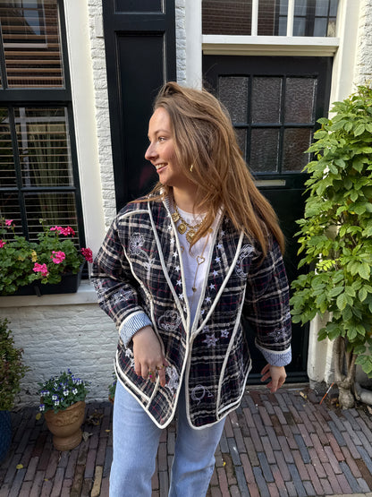 Sienna jasje geruit navy