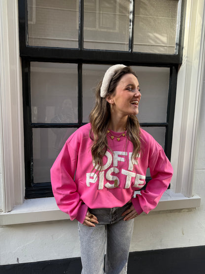 'Off piste' ski sweater roze