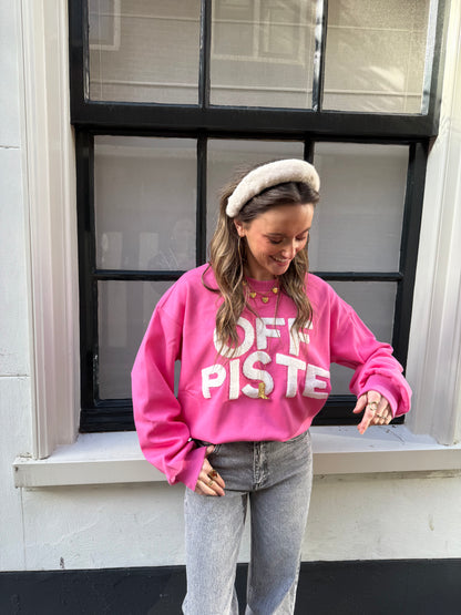 'Off piste' ski sweater roze