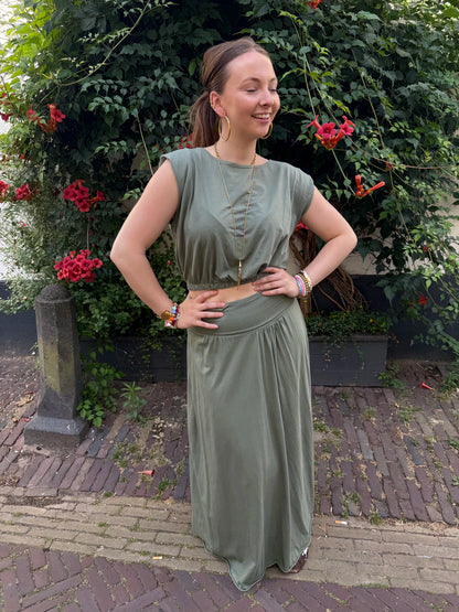 Harper set maxi rok en top katoen groen