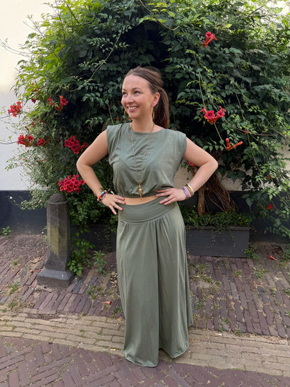 Harper set maxi rok en top katoen groen