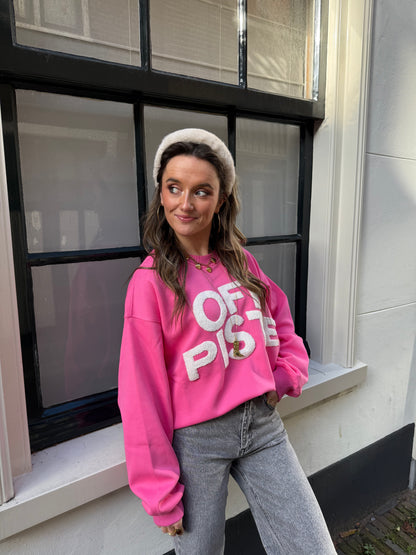 'Off piste' ski sweater roze