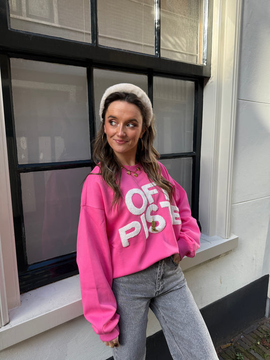 'Off piste' ski sweater roze