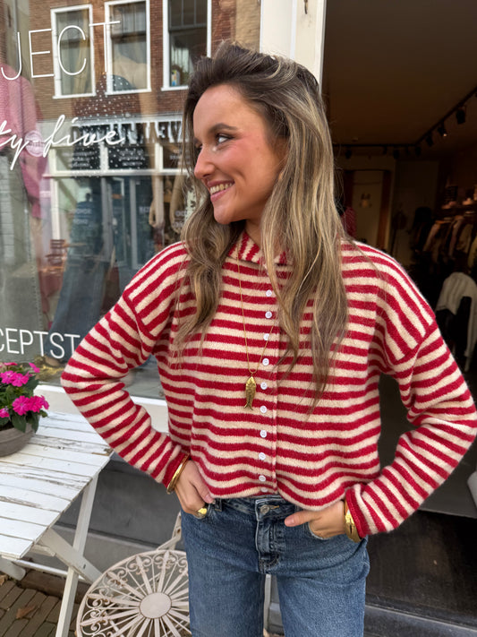 Noa knit striped red/white
