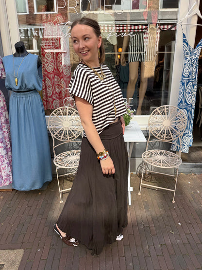 Puck maxi rok soepelvallend bruin