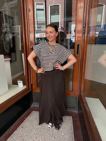 Puck maxi rok soepelvallend bruin