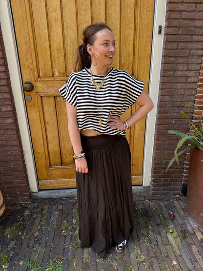Puck maxi rok soepelvallend bruin