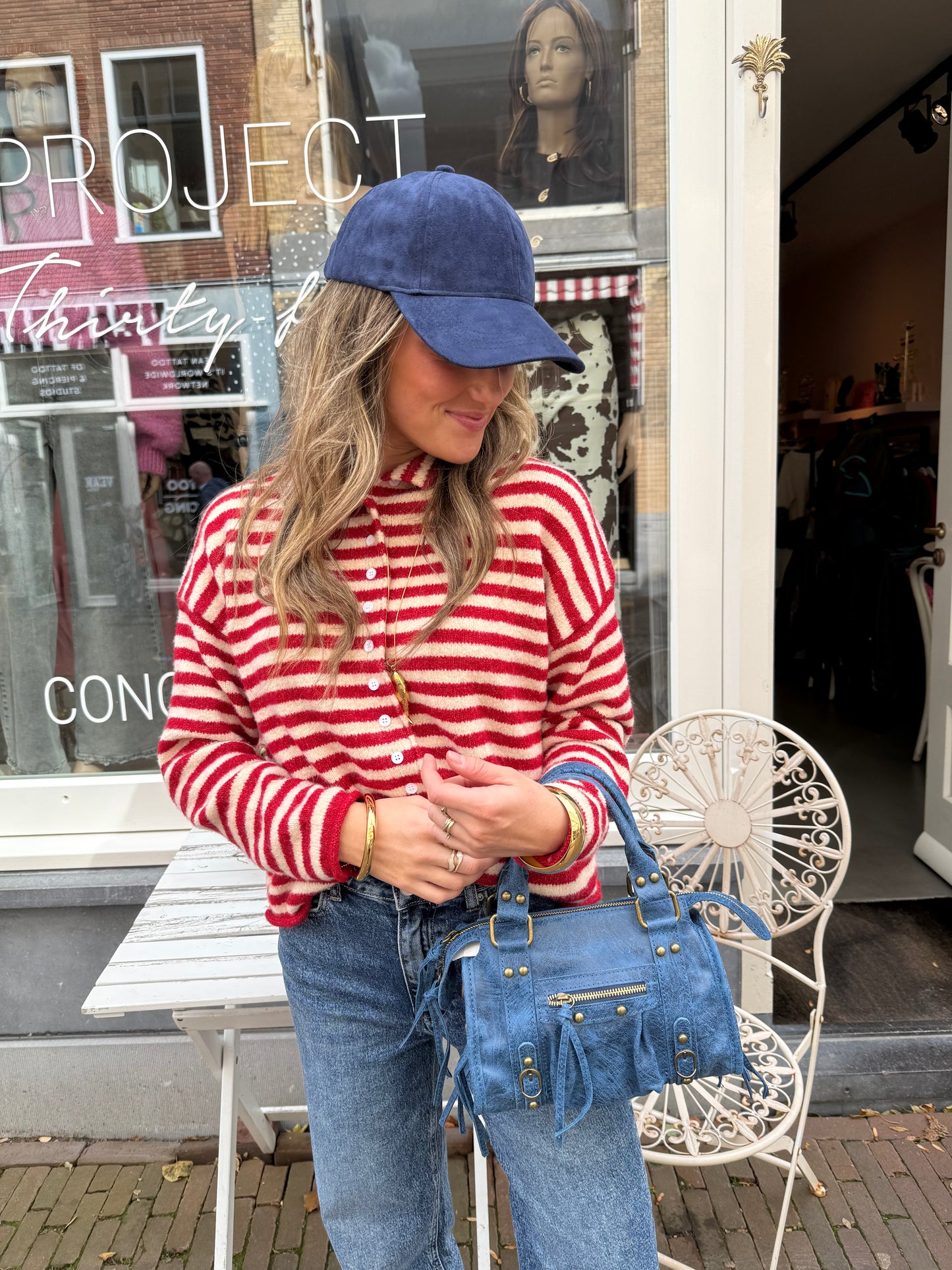 Noa knit striped red/white