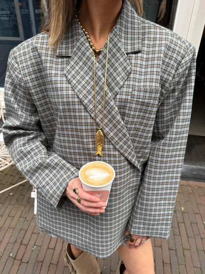 Lange ketting goud statement vis groot