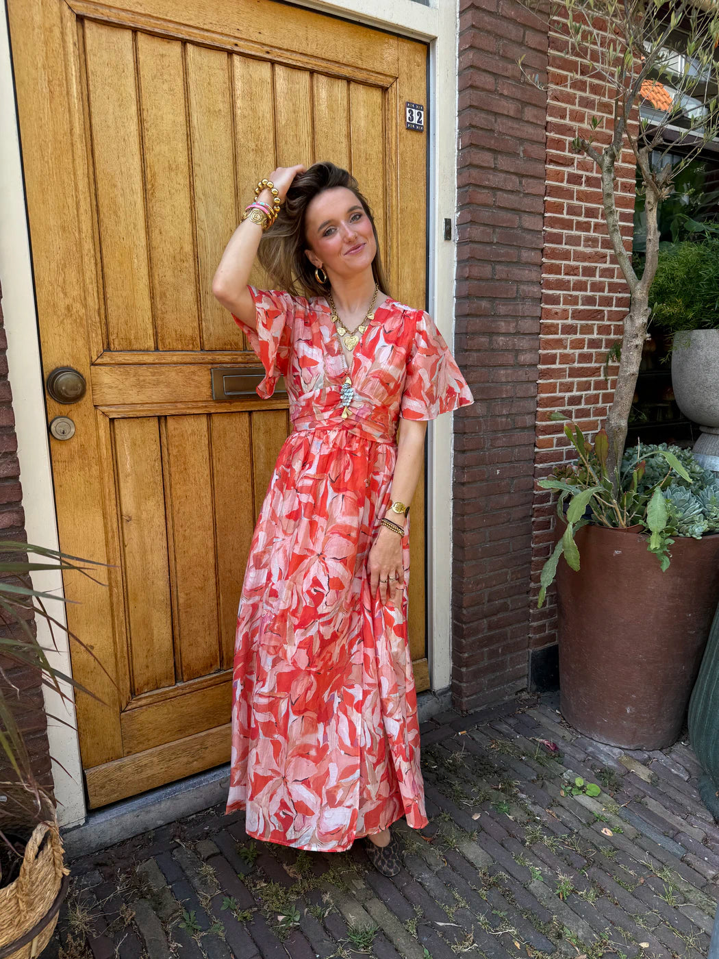 Gwenn maxi jurk bloemen v-hals